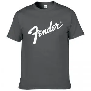 Футболка с принтом Fender. Цвет серый. Буквы белые. Размер S.