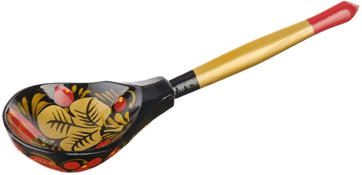 "Хохлома" LHL6401 Ложка деревянная полубаская, роспись хохломская традиционная.