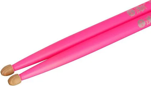 HUN 10101003033 Fluorescent Series 5A Pink Барабанные палочки, деревянный наконечник.